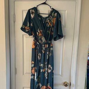 Floral Teal Maxi Dress